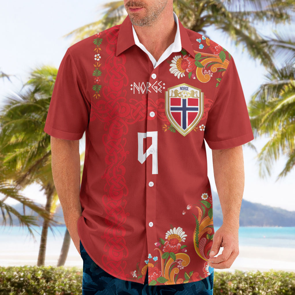 Custom Norway Football Hawaiian Shirt Norge Viking and Rosemaling Ornament