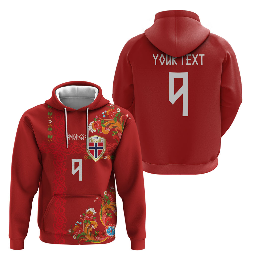 Custom Norway Football Hoodie Norge Viking and Rosemaling Ornament