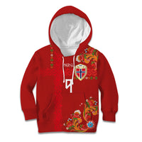 Custom Norway Football Kid Hoodie Norge Viking and Rosemaling Ornament