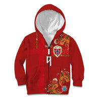 Custom Norway Football Kid Hoodie Norge Viking and Rosemaling Ornament