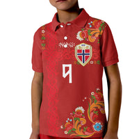 Custom Norway Football Kid Polo Shirt Norge Viking and Rosemaling Ornament