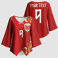 Custom Norway Football Kimono Sleeve Blouse Norge Viking and Rosemaling Ornament