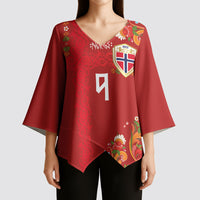 Custom Norway Football Kimono Sleeve Blouse Norge Viking and Rosemaling Ornament