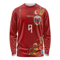 Custom Norway Football Long Sleeve Shirt Norge Viking and Rosemaling Ornament
