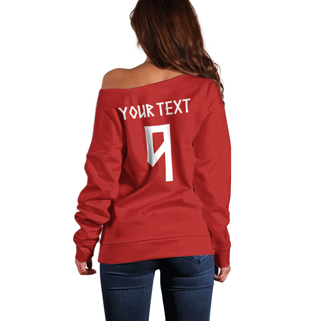 Custom Norway Football Off Shoulder Sweater Norge Viking and Rosemaling Ornament