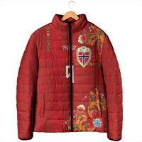 Custom Norway Football Padded Jacket Norge Viking and Rosemaling Ornament