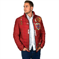 Custom Norway Football Padded Jacket Norge Viking and Rosemaling Ornament