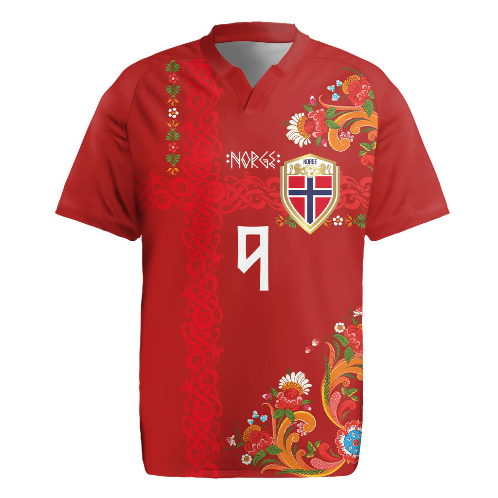 Custom Norway Football Rugby Jersey Norge Viking and Rosemaling Ornament