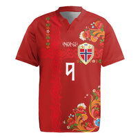 Custom Norway Football Rugby Jersey Norge Viking and Rosemaling Ornament