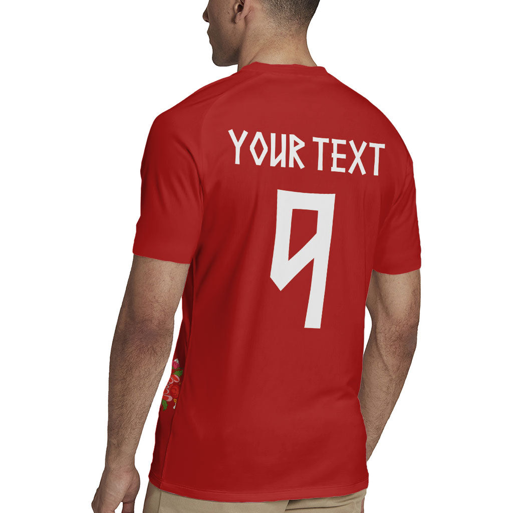 Custom Norway Football Rugby Jersey Norge Viking and Rosemaling Ornament