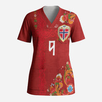 Custom Norway Football Scrub Top Norge Viking and Rosemaling Ornament