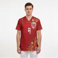 Custom Norway Football Scrub Top Norge Viking and Rosemaling Ornament