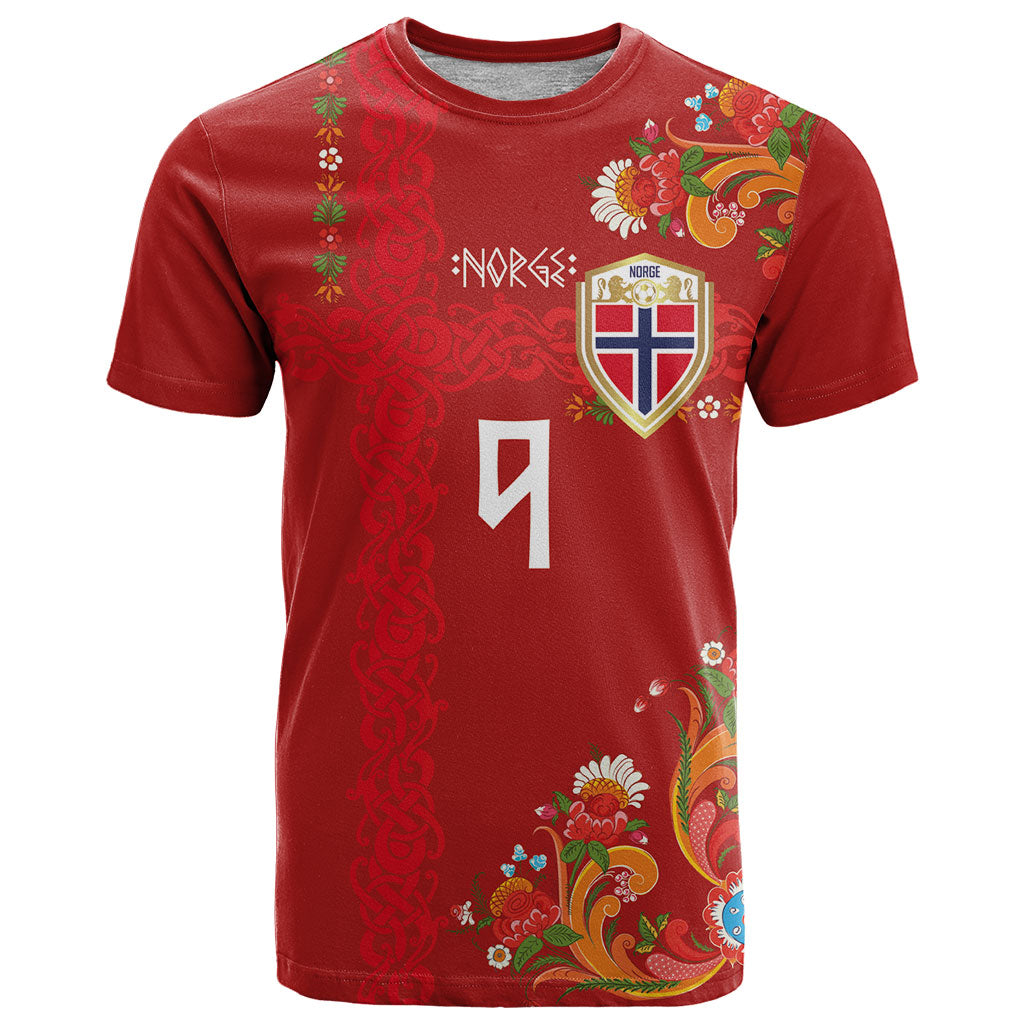 Custom Norway Football T Shirt Norge Viking and Rosemaling Ornament