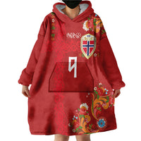 Custom Norway Football Wearable Blanket Hoodie Norge Viking and Rosemaling Ornament