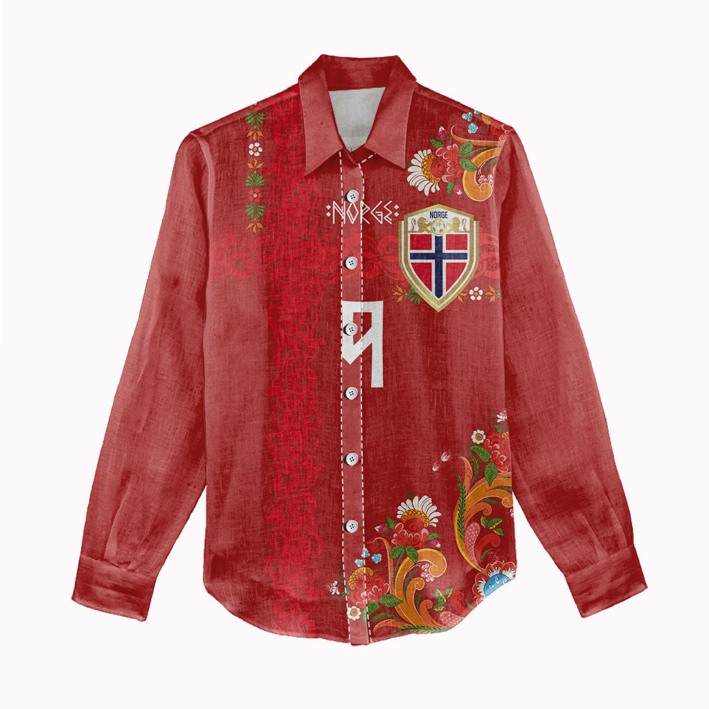Custom Norway Football Women Casual Shirt Norge Viking and Rosemaling Ornament