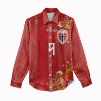 Custom Norway Football Women Casual Shirt Norge Viking and Rosemaling Ornament