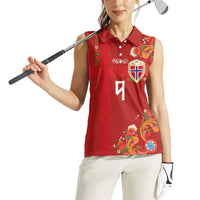 Custom Norway Football Women Sleeveless Polo Shirt Norge Viking and Rosemaling Ornament