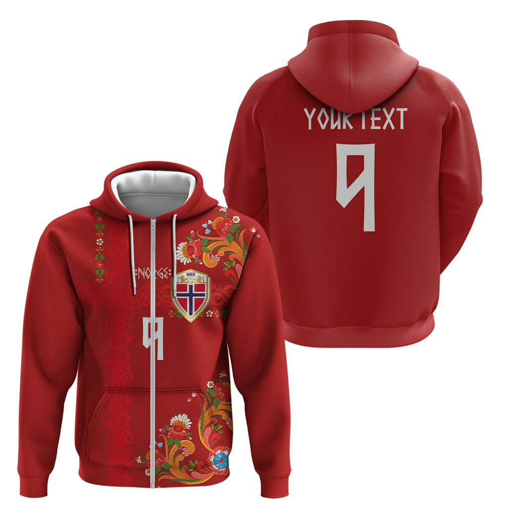 Custom Norway Football Zip Hoodie Norge Viking and Rosemaling Ornament