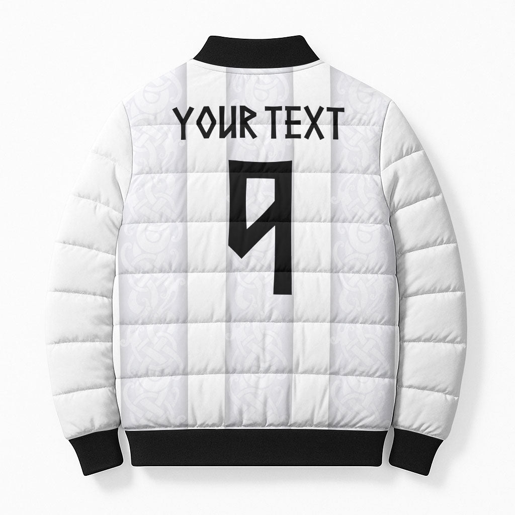 Custom Norway Football Bomber Puffer Jacket Norge Viking Ornament Whiteout