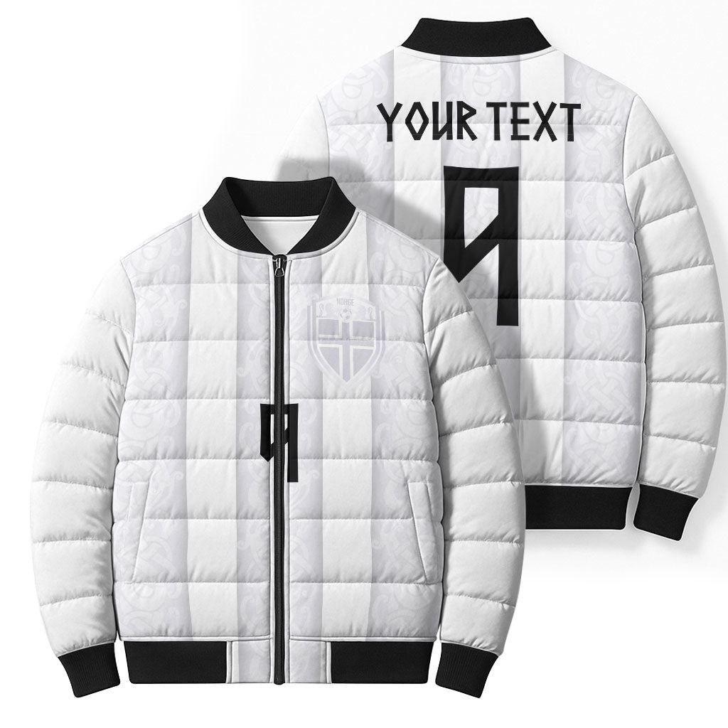 Custom Norway Football Bomber Puffer Jacket Norge Viking Ornament Whiteout