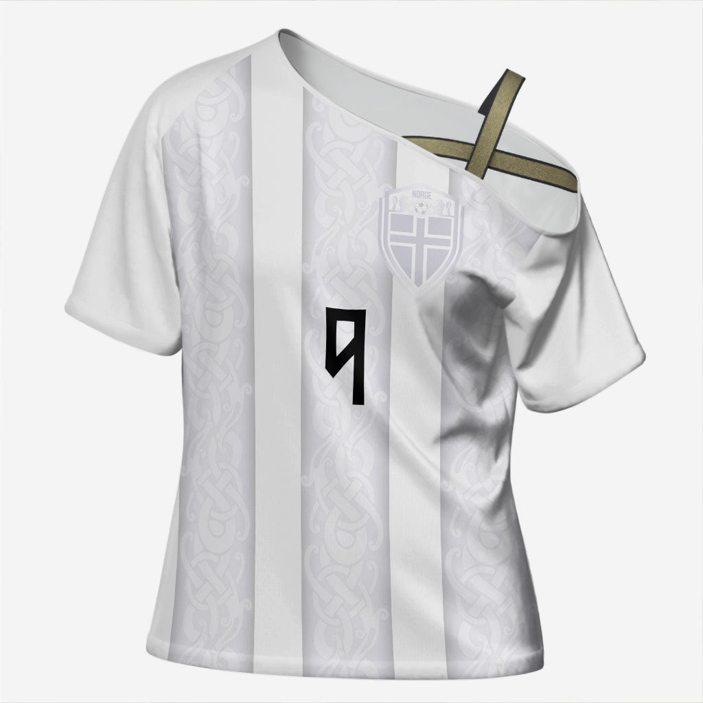 Custom Norway Football Cross Shoulder Shirt Norge Viking Ornament Whiteout