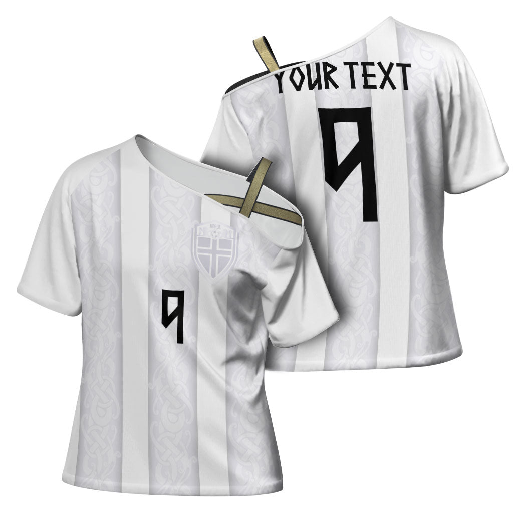 Custom Norway Football Cross Shoulder Shirt Norge Viking Ornament Whiteout