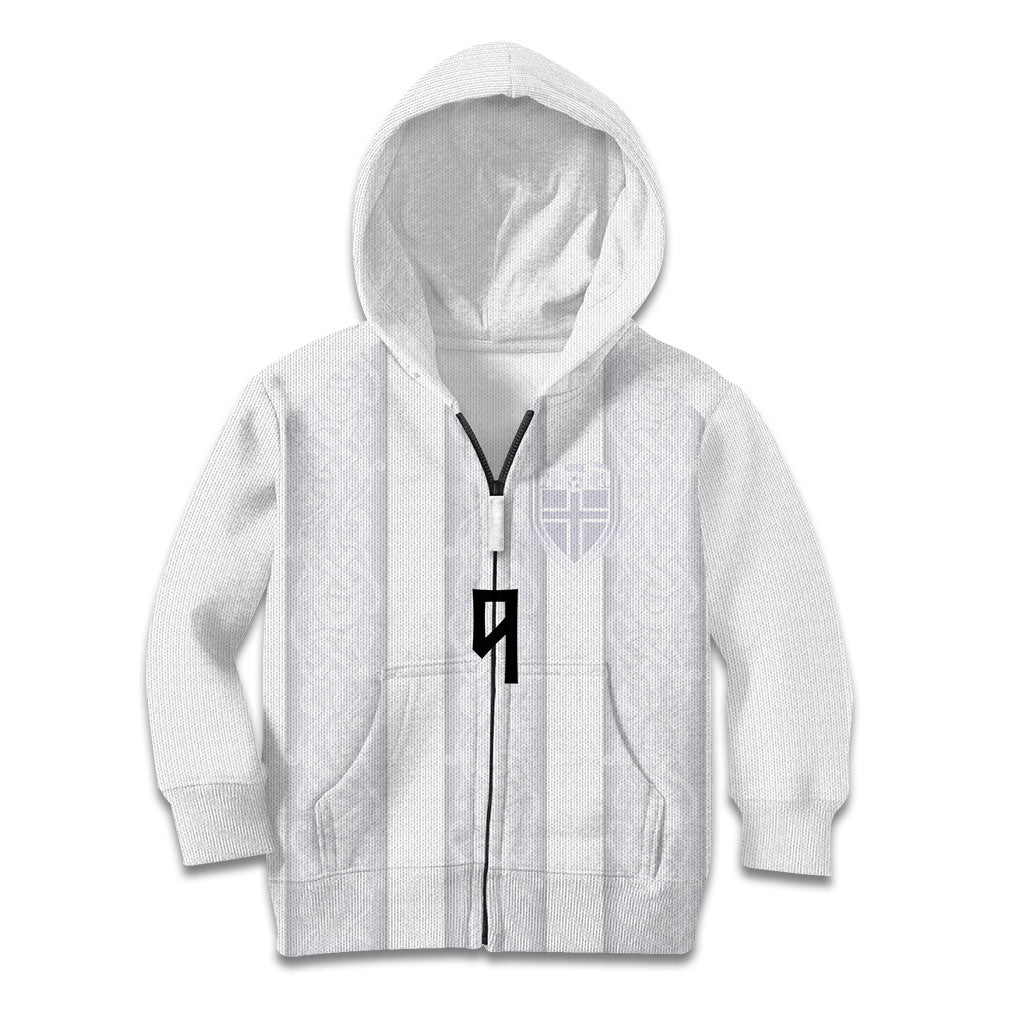 Custom Norway Football Kid Hoodie Norge Viking Ornament Whiteout