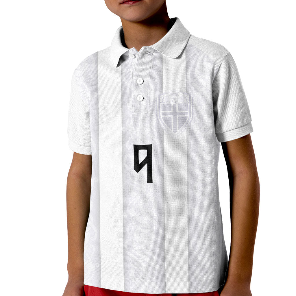 Custom Norway Football Kid Polo Shirt Norge Viking Ornament Whiteout