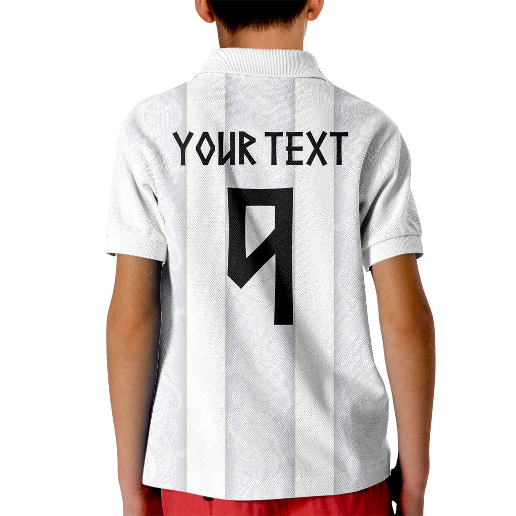 Custom Norway Football Kid Polo Shirt Norge Viking Ornament Whiteout