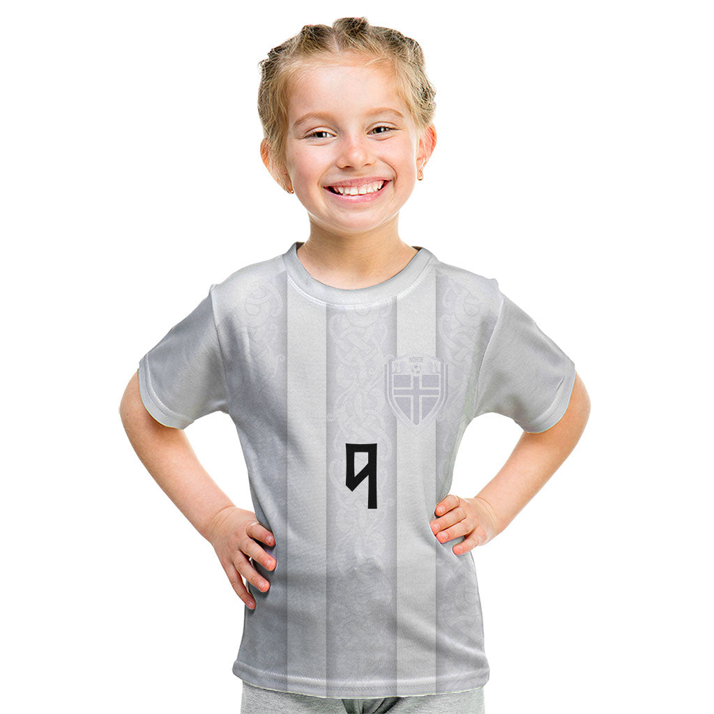 Custom Norway Football Kid T Shirt Norge Viking Ornament Whiteout