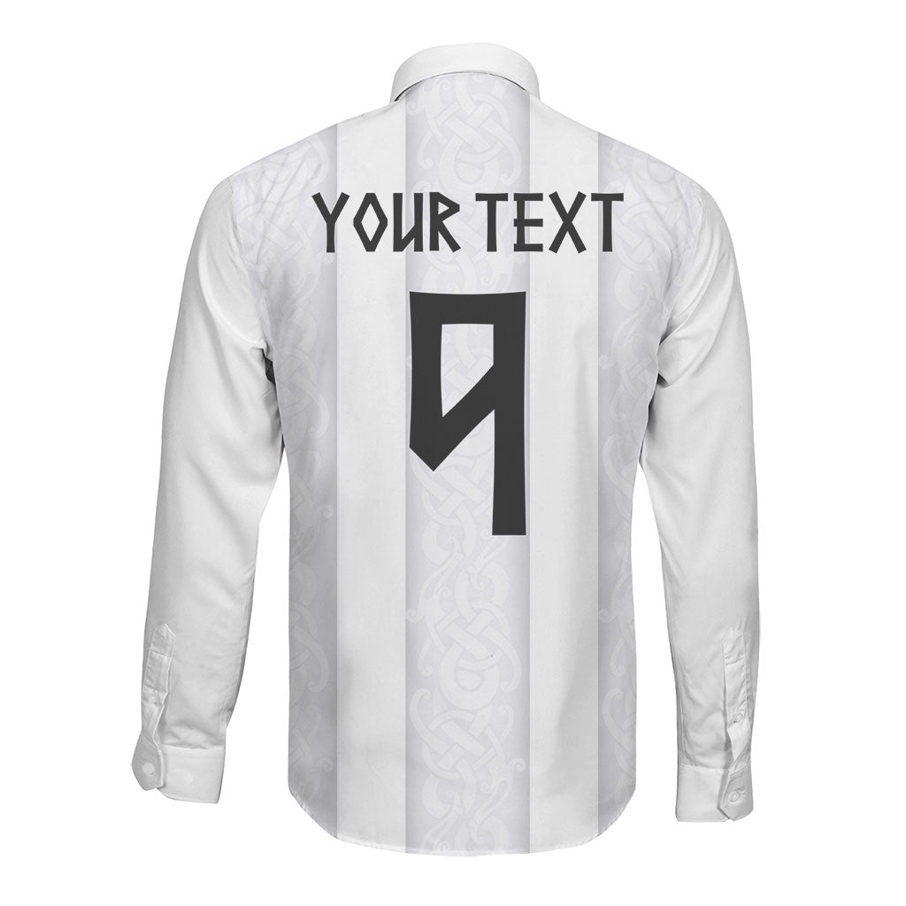 Custom Norway Football Long Sleeve Button Shirt Norge Viking Ornament Whiteout