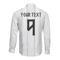 Custom Norway Football Long Sleeve Button Shirt Norge Viking Ornament Whiteout