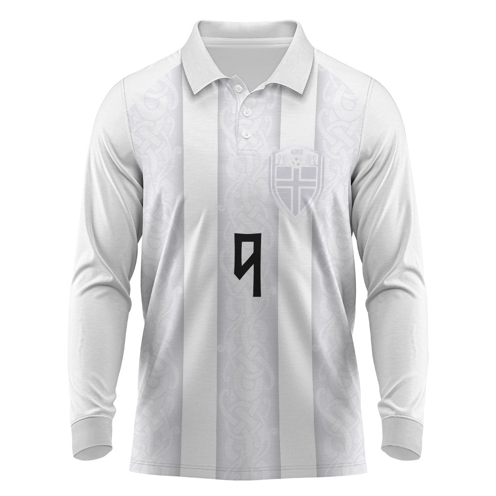 Custom Norway Football Long Sleeve Polo Shirt Norge Viking Ornament Whiteout