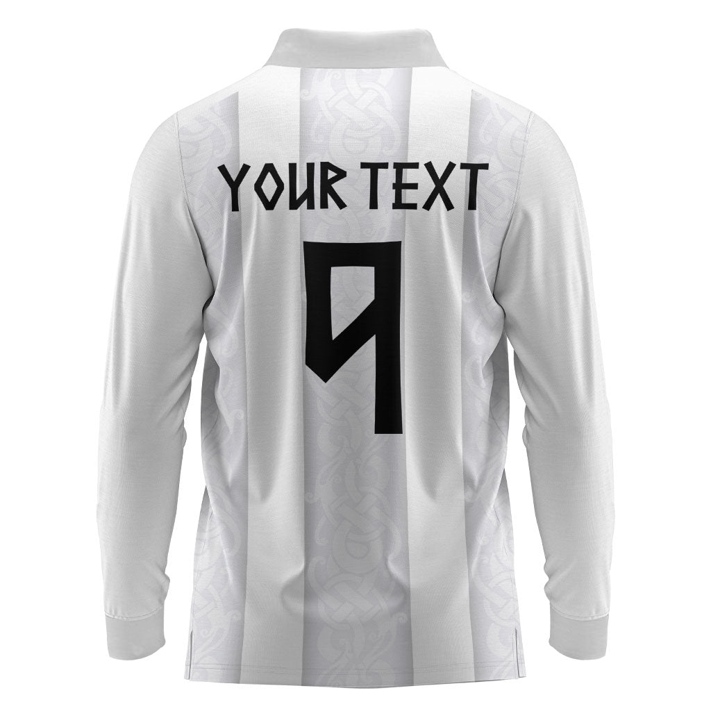 Custom Norway Football Long Sleeve Polo Shirt Norge Viking Ornament Whiteout