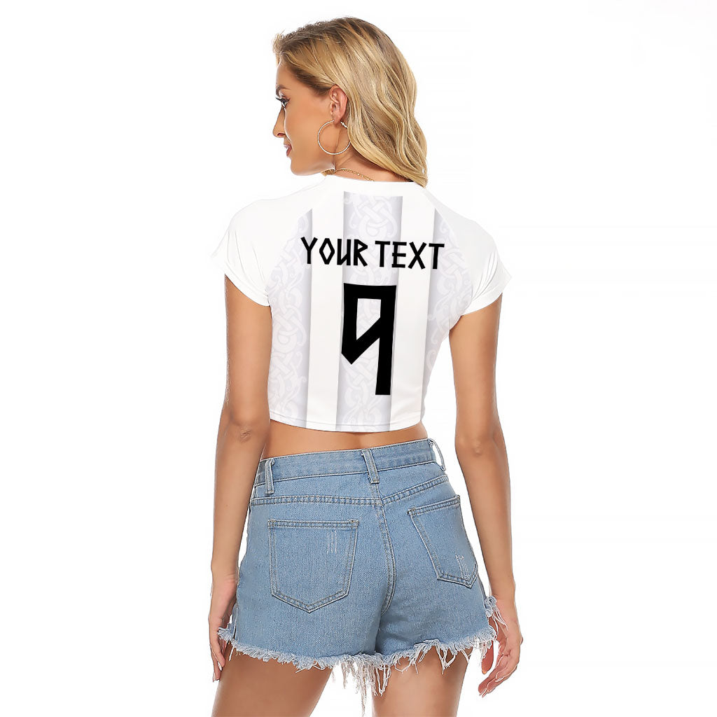 Custom Norway Football Raglan Cropped T Shirt Norge Viking Ornament Whiteout