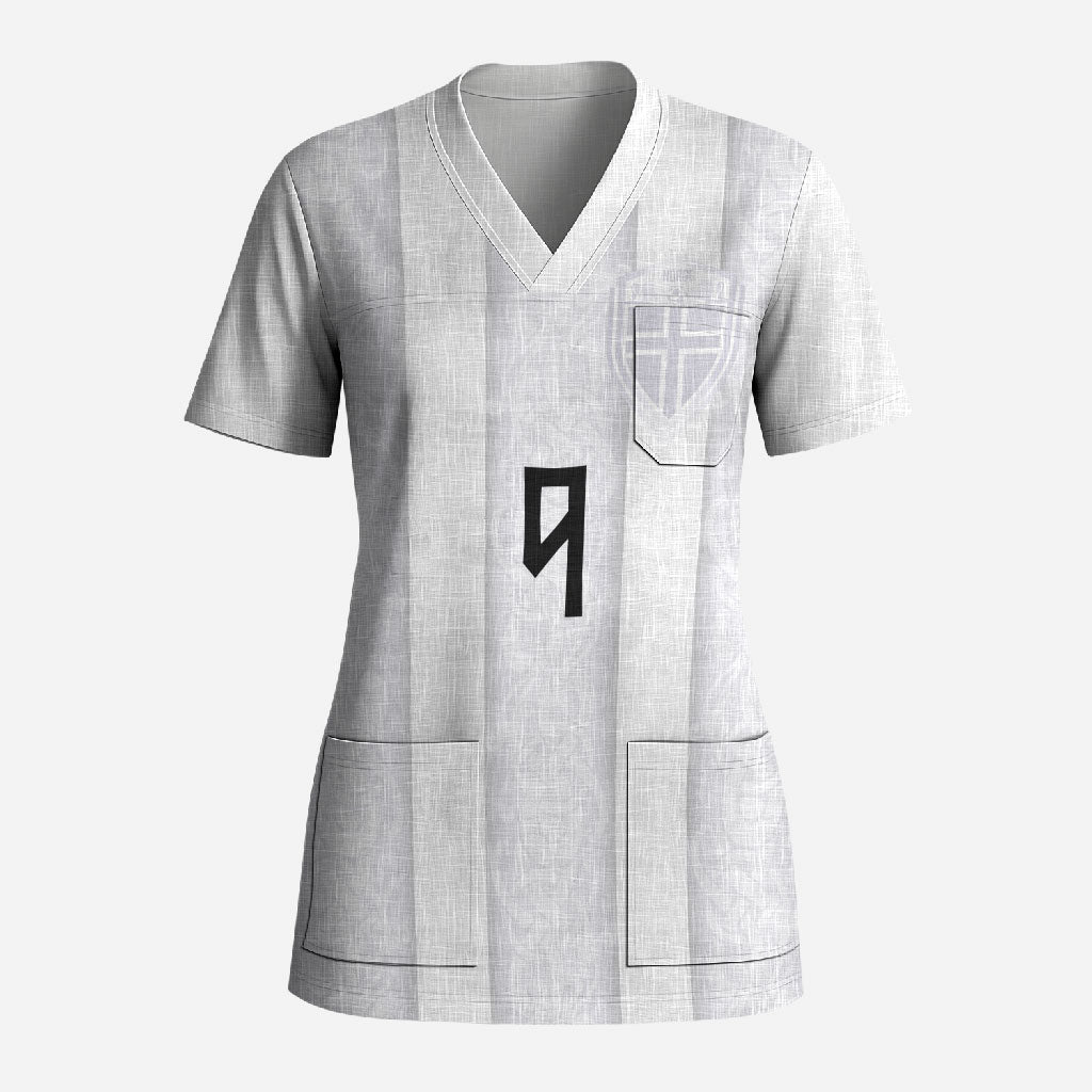 Custom Norway Football Scrub Top Norge Viking Ornament Whiteout