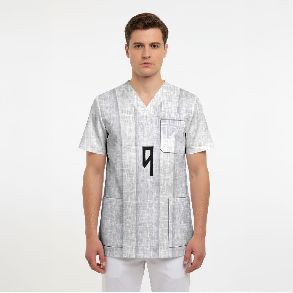 Custom Norway Football Scrub Top Norge Viking Ornament Whiteout