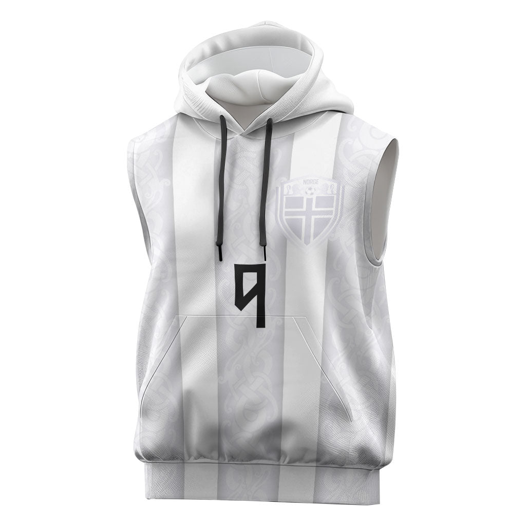Custom Norway Football Sleeveless Hoodie Norge Viking Ornament Whiteout