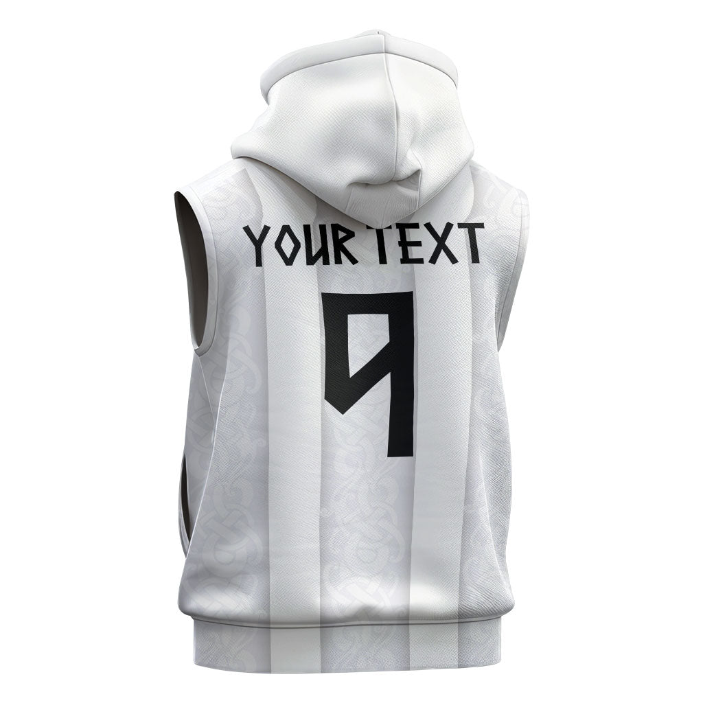 Custom Norway Football Sleeveless Hoodie Norge Viking Ornament Whiteout