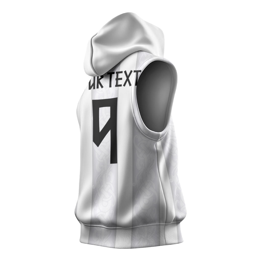 Custom Norway Football Sleeveless Hoodie Norge Viking Ornament Whiteout
