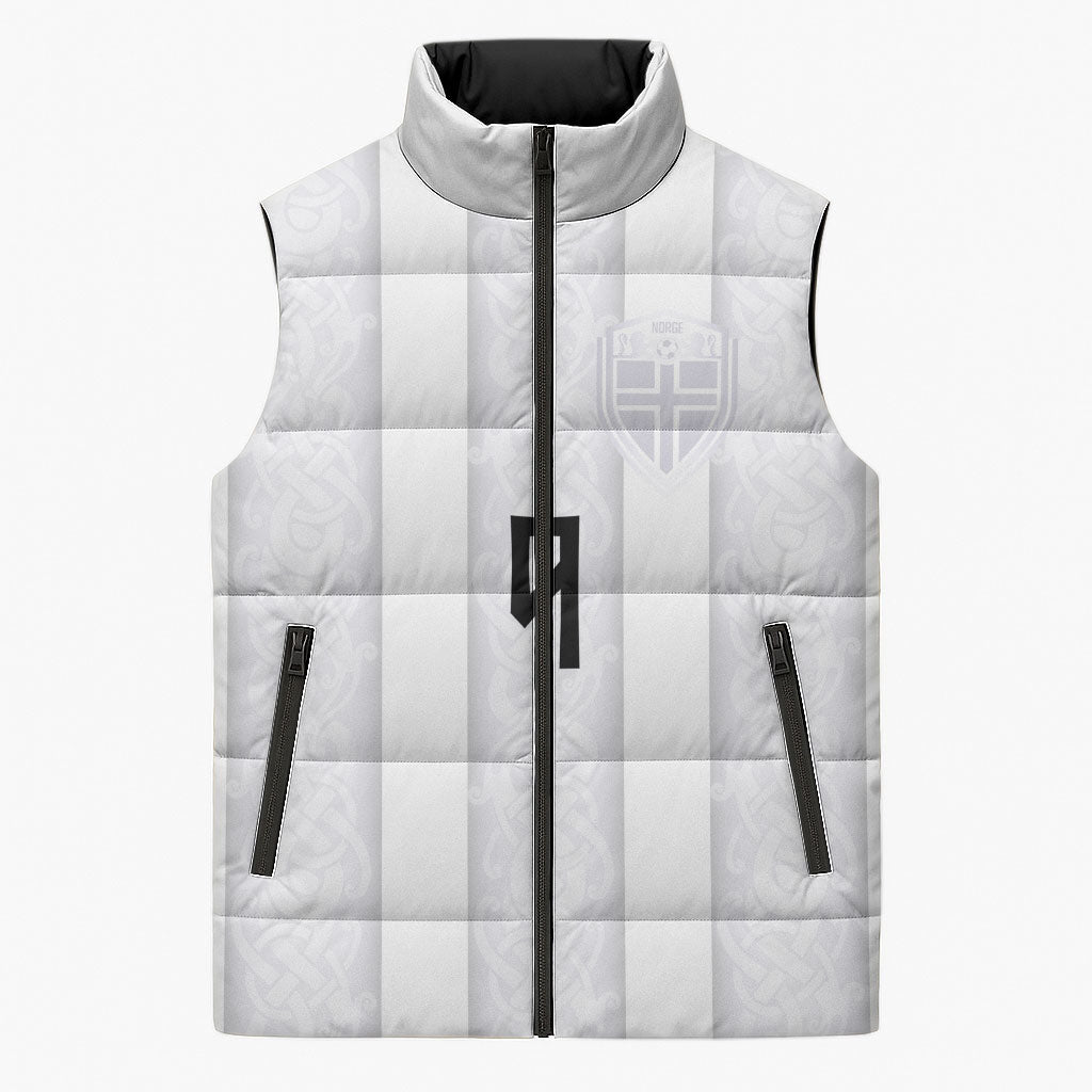 Custom Norway Football Sleeveless Puffer Jacket Norge Viking Ornament Whiteout