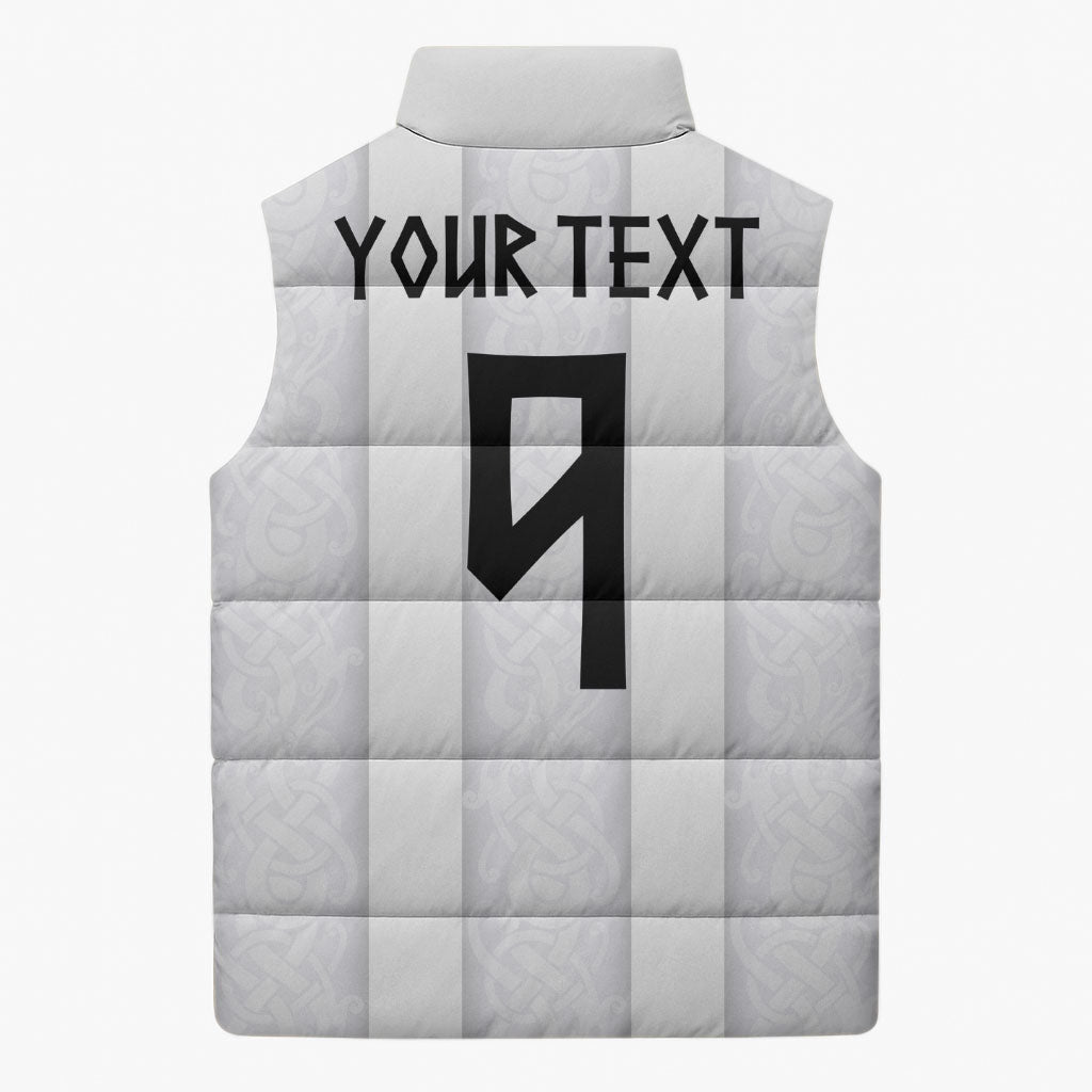 Custom Norway Football Sleeveless Puffer Jacket Norge Viking Ornament Whiteout