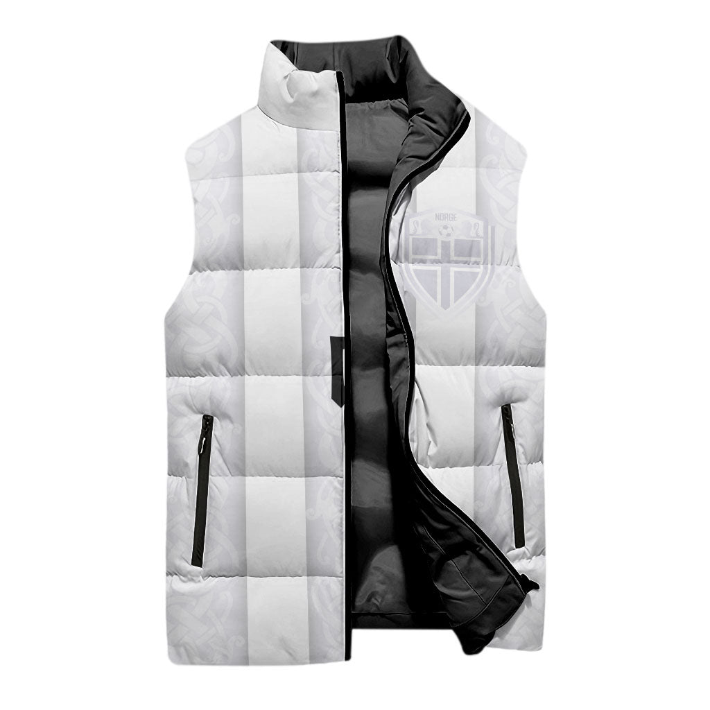 Custom Norway Football Sleeveless Puffer Jacket Norge Viking Ornament Whiteout