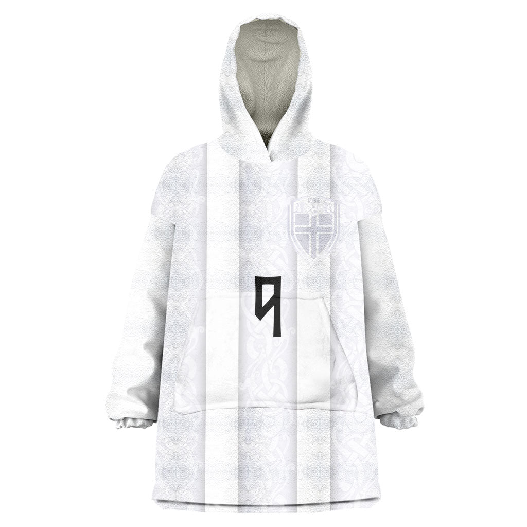Custom Norway Football Wearable Blanket Hoodie Norge Viking Ornament Whiteout