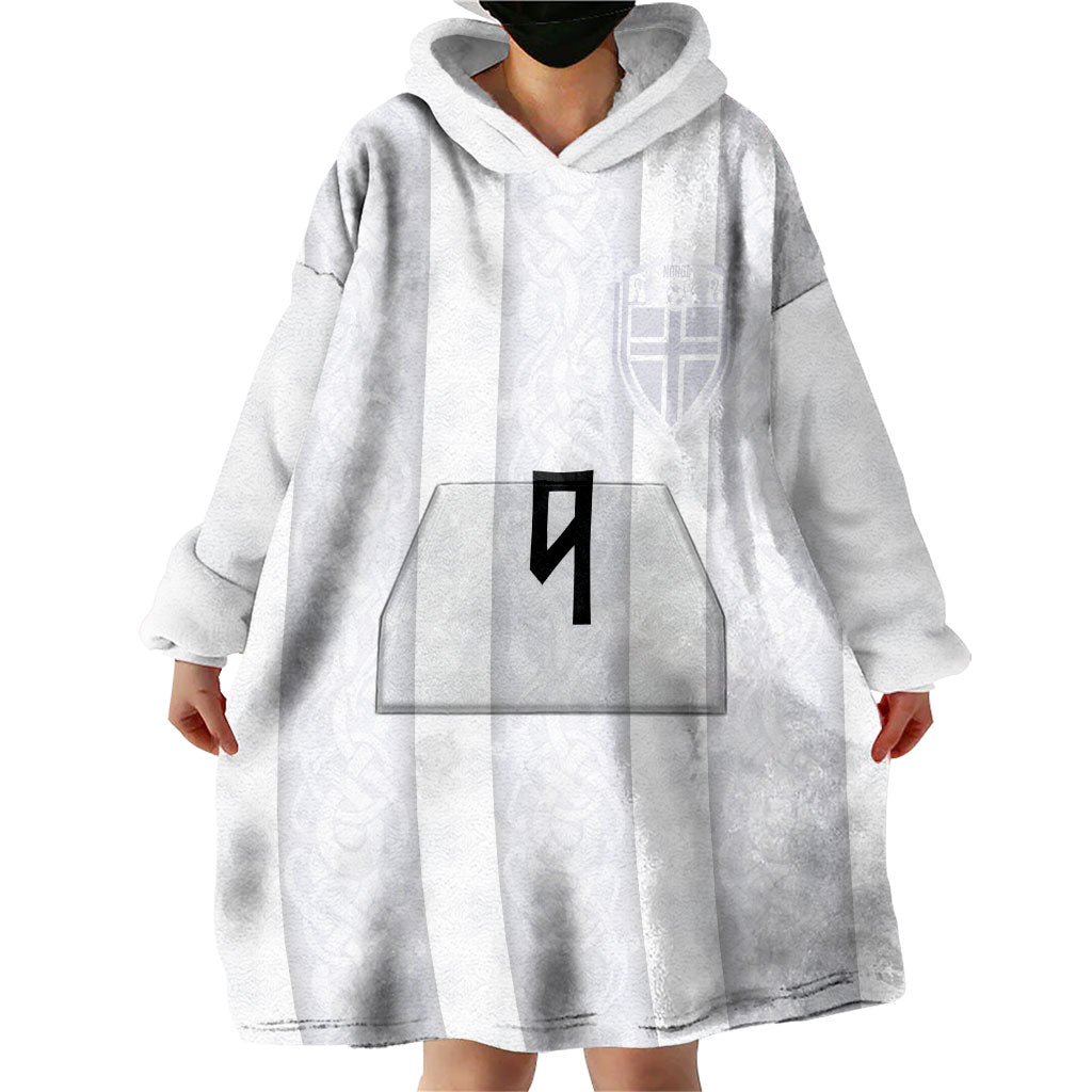 Custom Norway Football Wearable Blanket Hoodie Norge Viking Ornament Whiteout