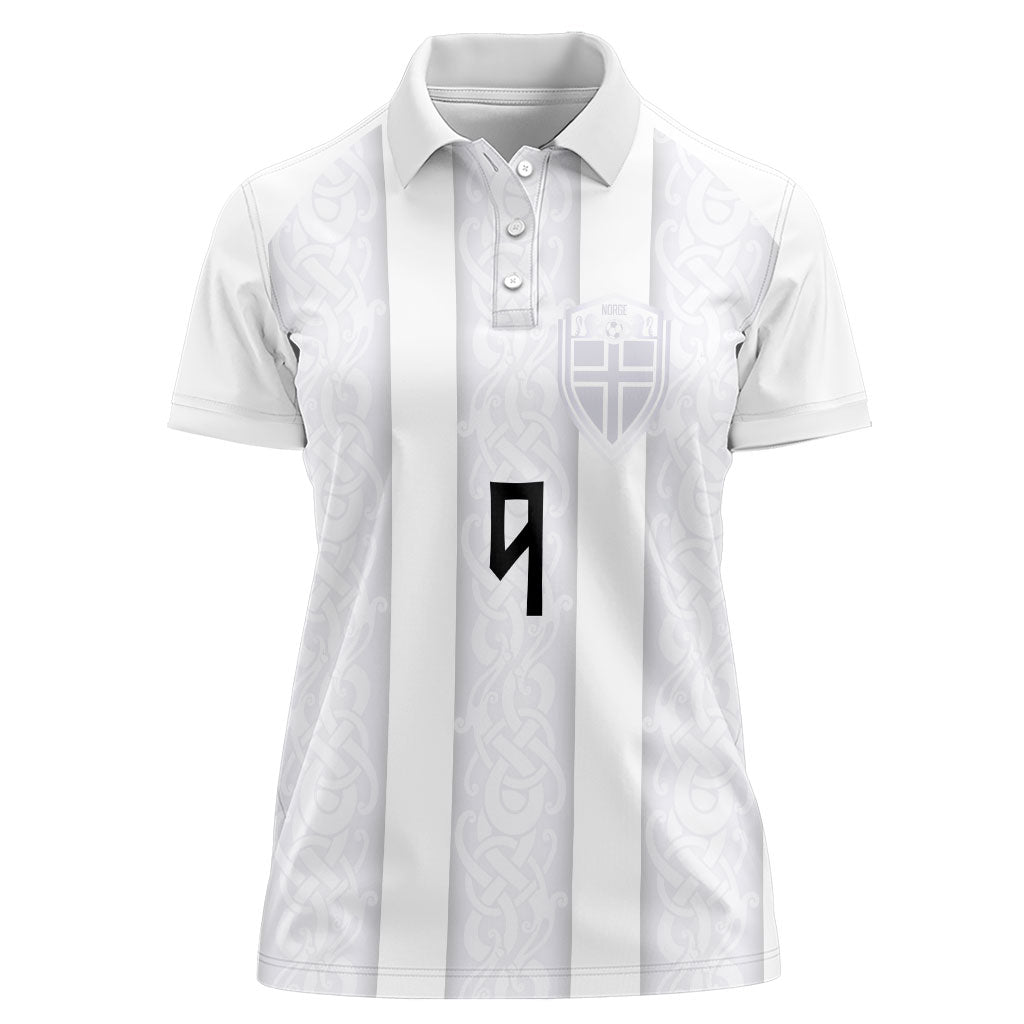 Custom Norway Football Women Polo Shirt Norge Viking Ornament Whiteout