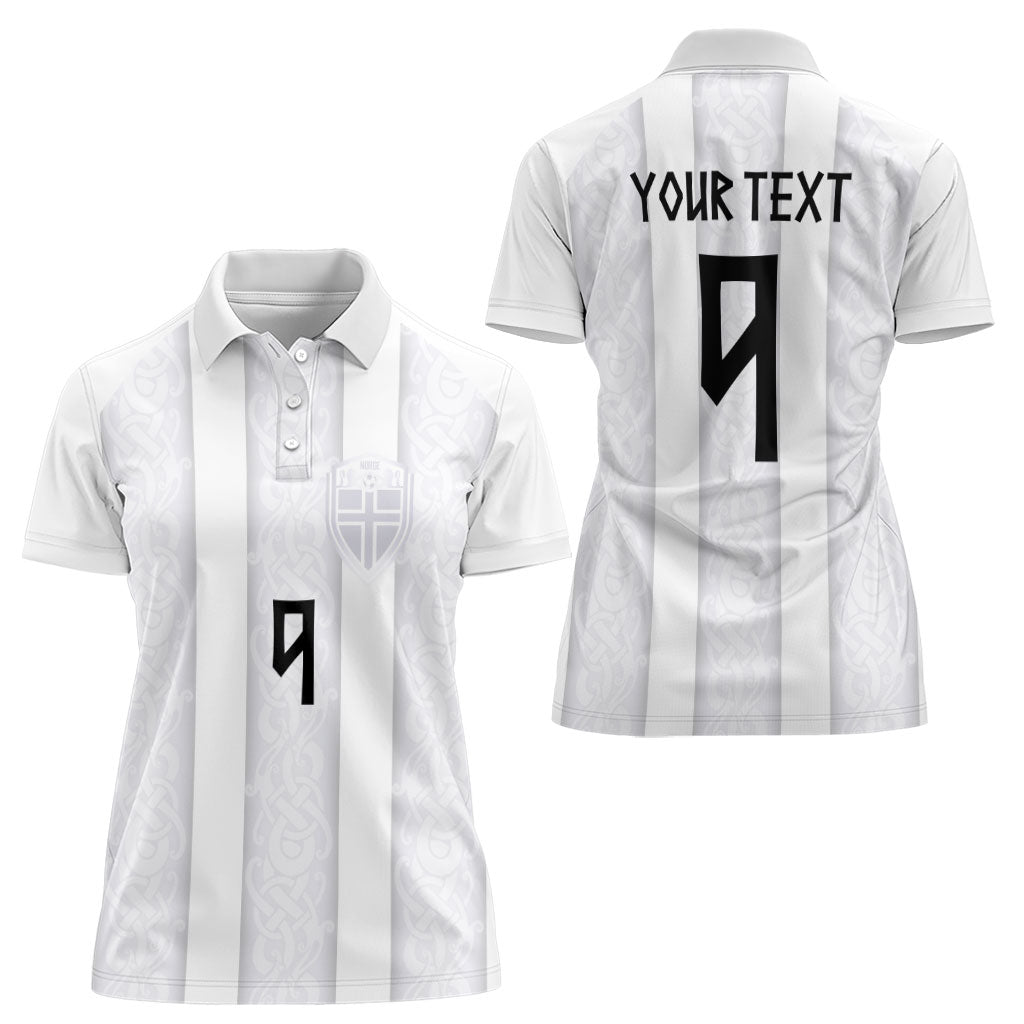 Custom Norway Football Women Polo Shirt Norge Viking Ornament Whiteout