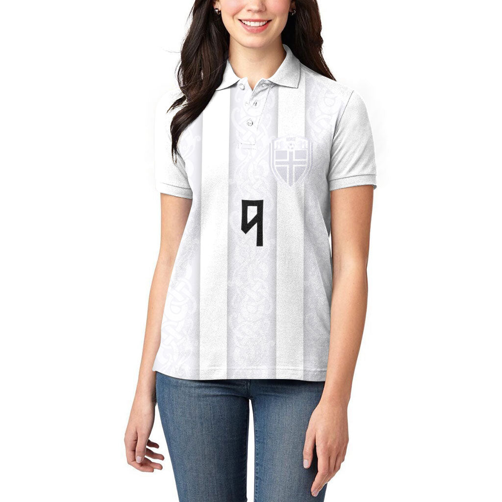 Custom Norway Football Women Polo Shirt Norge Viking Ornament Whiteout