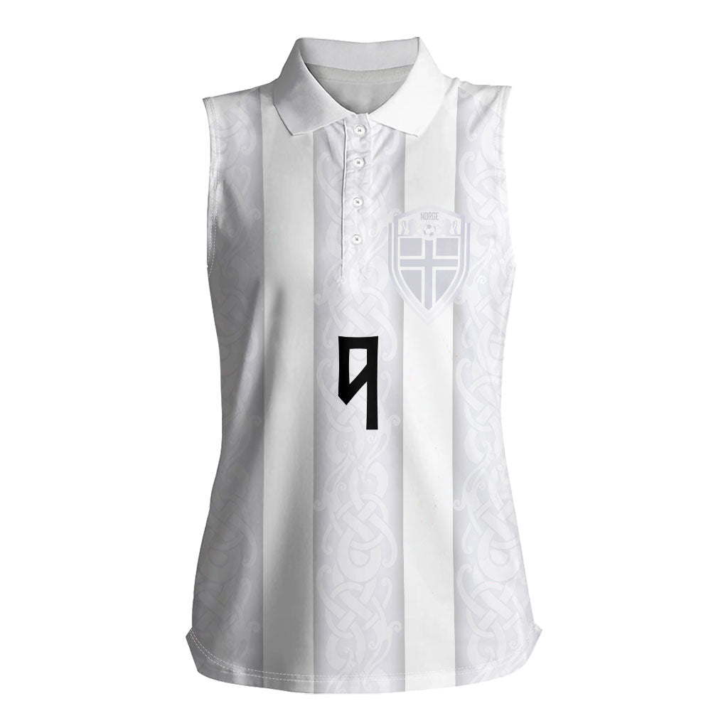 Custom Norway Football Women Sleeveless Polo Shirt Norge Viking Ornament Whiteout