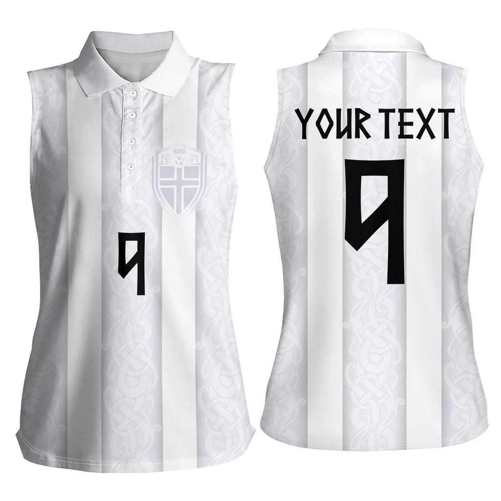Custom Norway Football Women Sleeveless Polo Shirt Norge Viking Ornament Whiteout